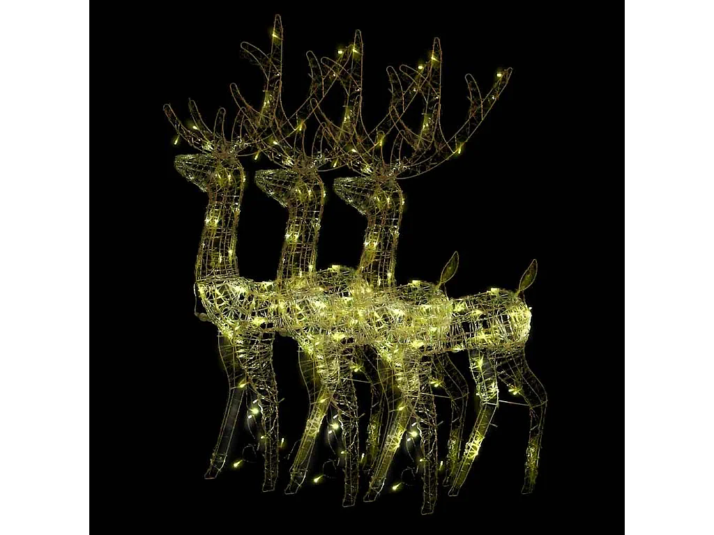 Décorations de Noël de renne Acrylique 3 pcs 128 cm Blanc chaud