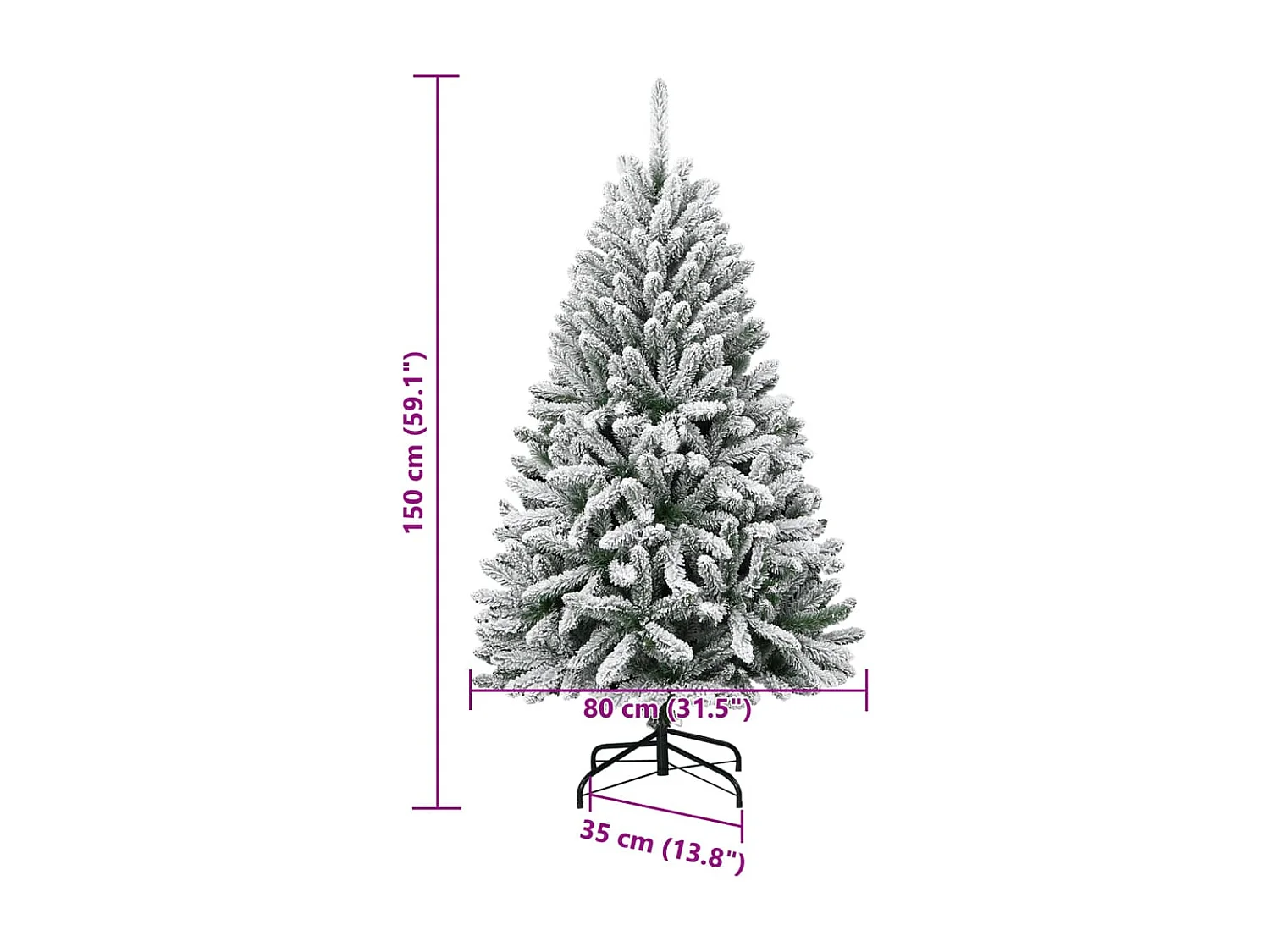Künstlicher Weihnachtsbaum Klappbar Beschneit 150 cm