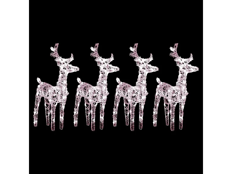 Rennes de Noël 4 pcs 160 LED Blanc chaud Acrylique