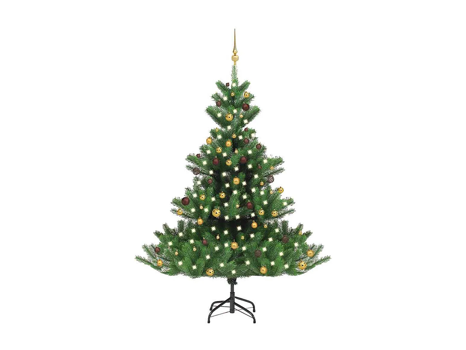 Sapin de Noël artificiel Nordmann avec LED et boules Vert 210cm