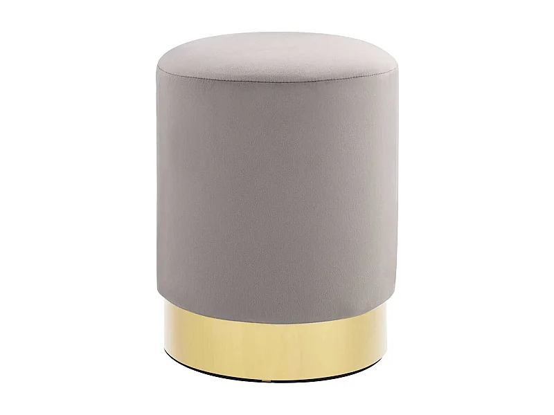 Tabouret Gris clair et doré Velours 28 x 36 cm
