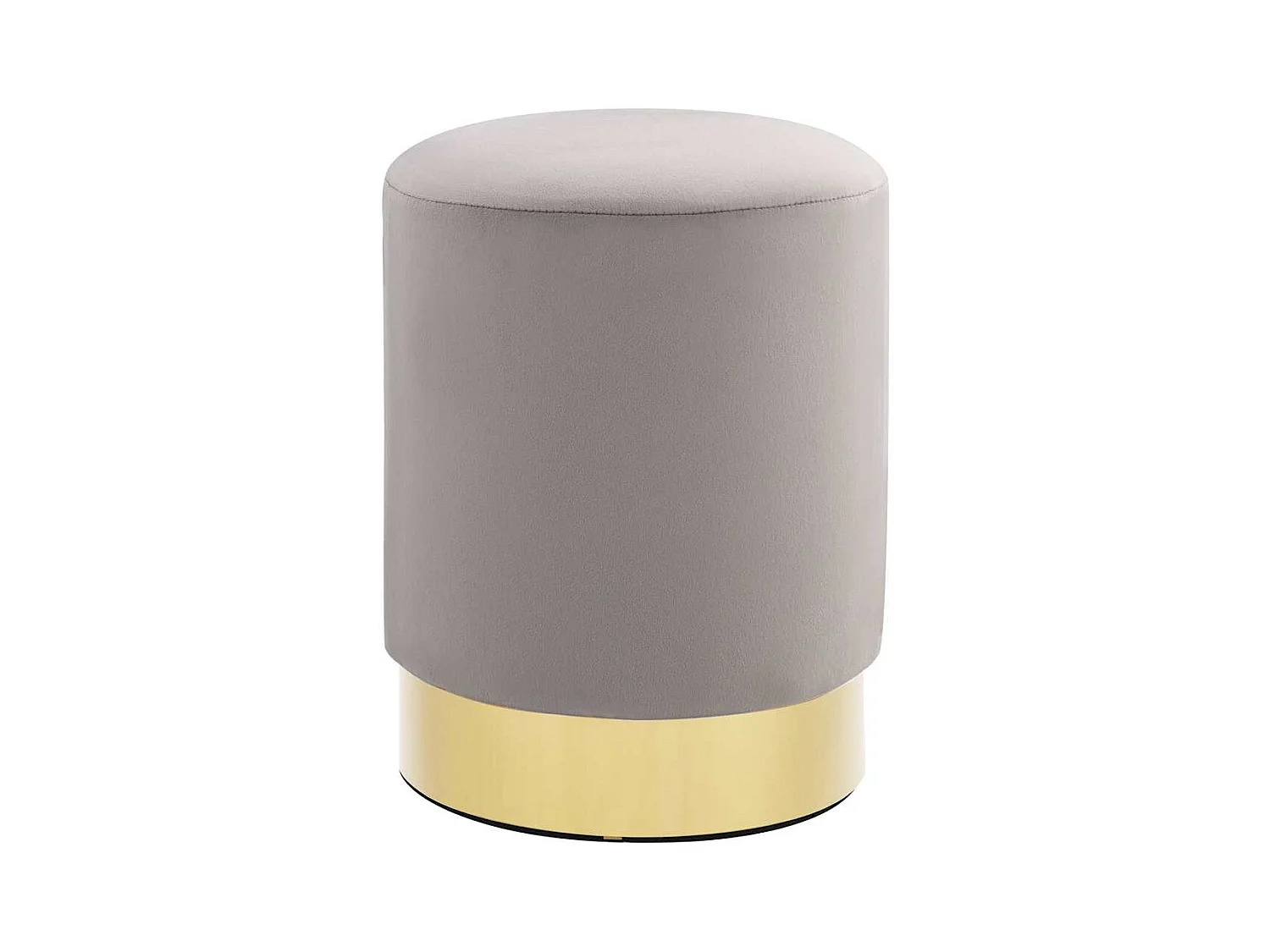 Tabouret Gris clair et doré Velours 28 x 36 cm