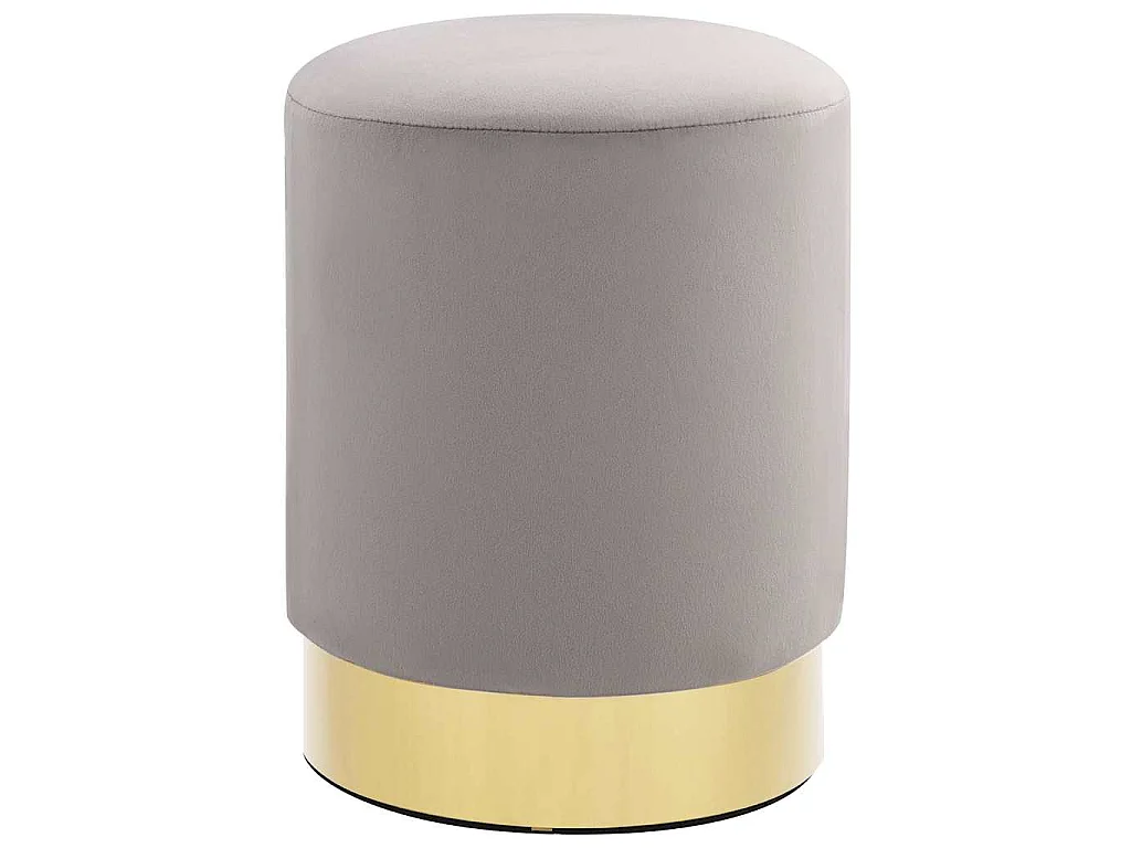 Tabouret Gris clair et doré Velours 28 x 36 cm