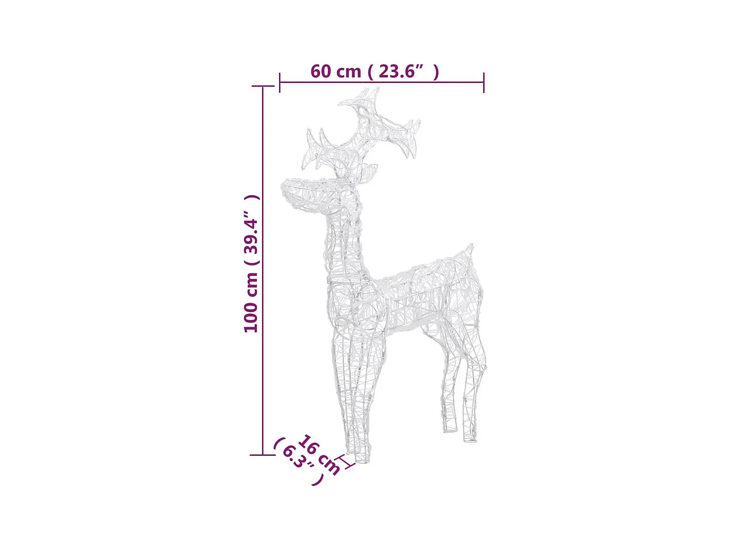 Décorations de Noël de renne 2 pcs 60x16x100 cm Acrylique