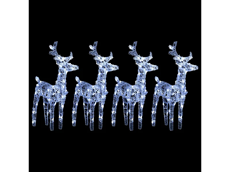 Rennes de Noël 4 pcs 160 LED Blanc froid Acrylique
