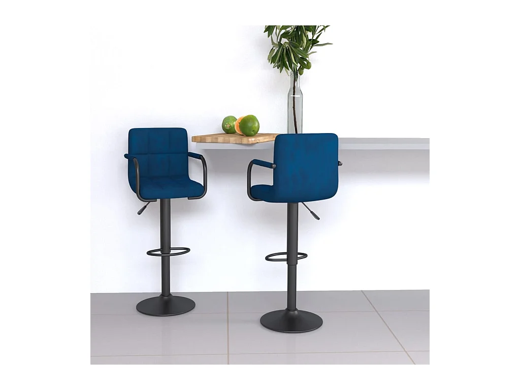 Tabourets de bar lot de 2 bleu velours