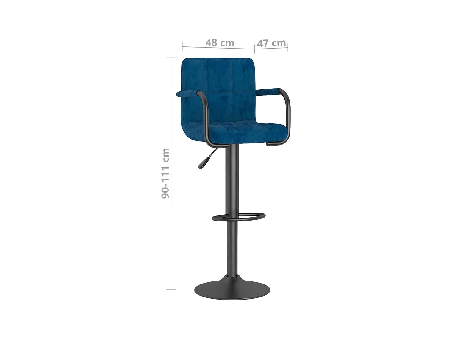 Tabourets de bar lot de 2 bleu velours