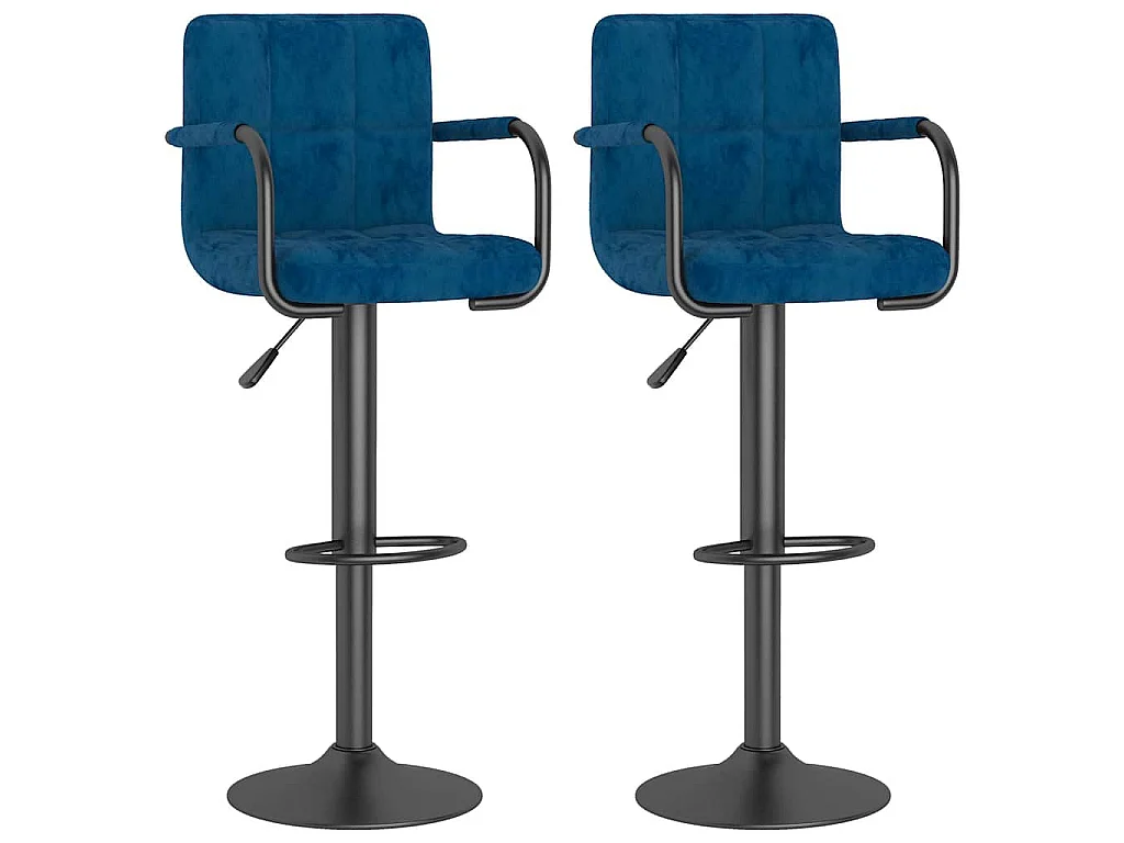 Tabourets de bar lot de 2 bleu velours