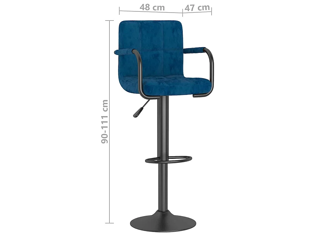 Tabourets de bar lot de 2 bleu velours