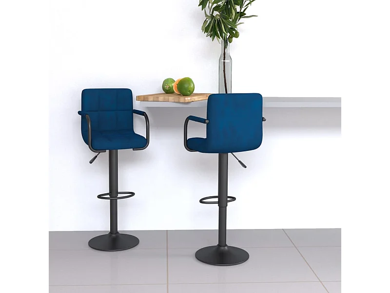 Tabourets de bar lot de 2 bleu velours