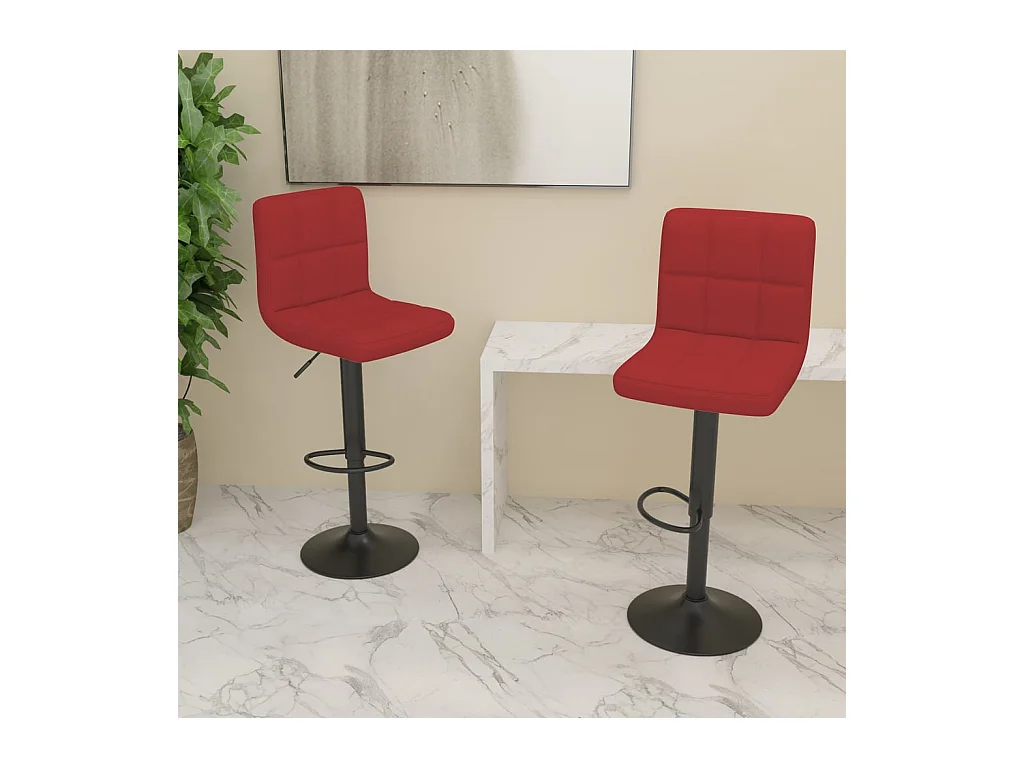 Tabourets de bar lot de 2 rouge bordeaux tissu