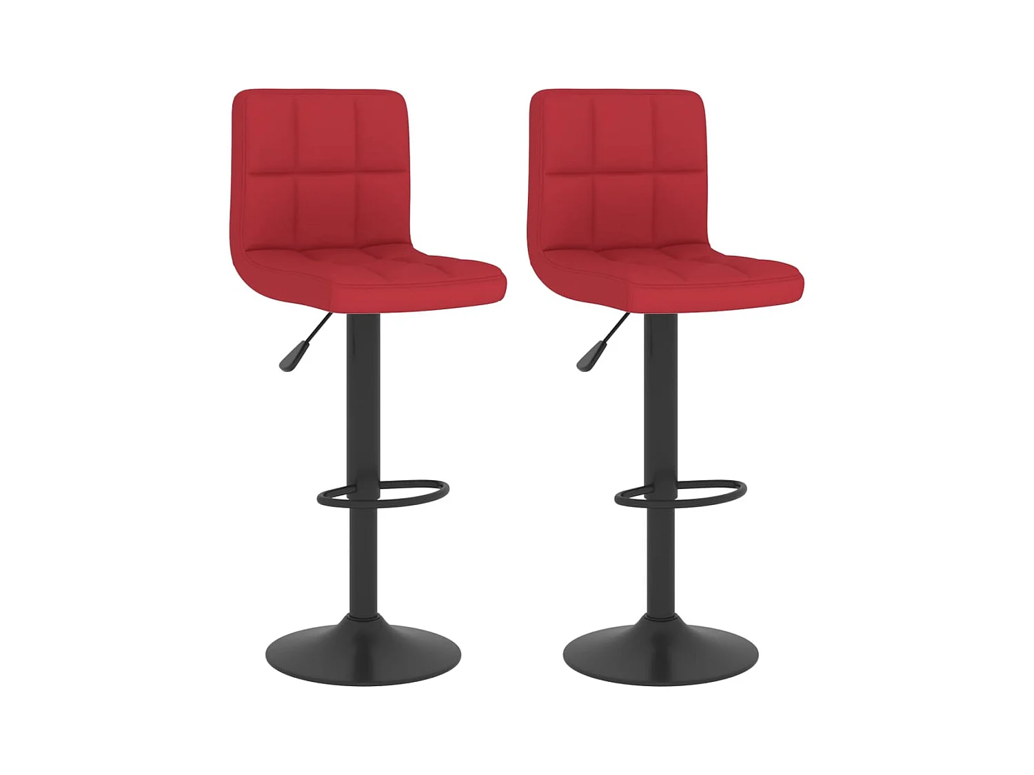 Tabourets de bar lot de 2 rouge bordeaux tissu