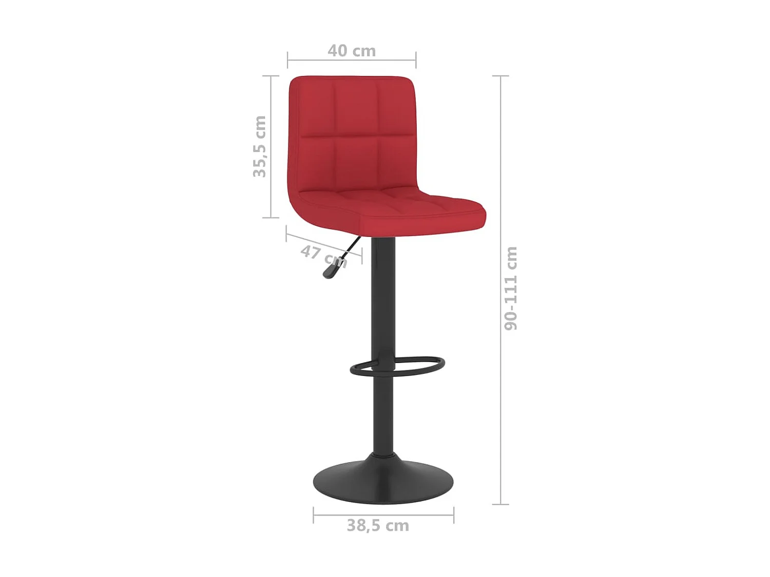 Tabourets de bar lot de 2 rouge bordeaux tissu