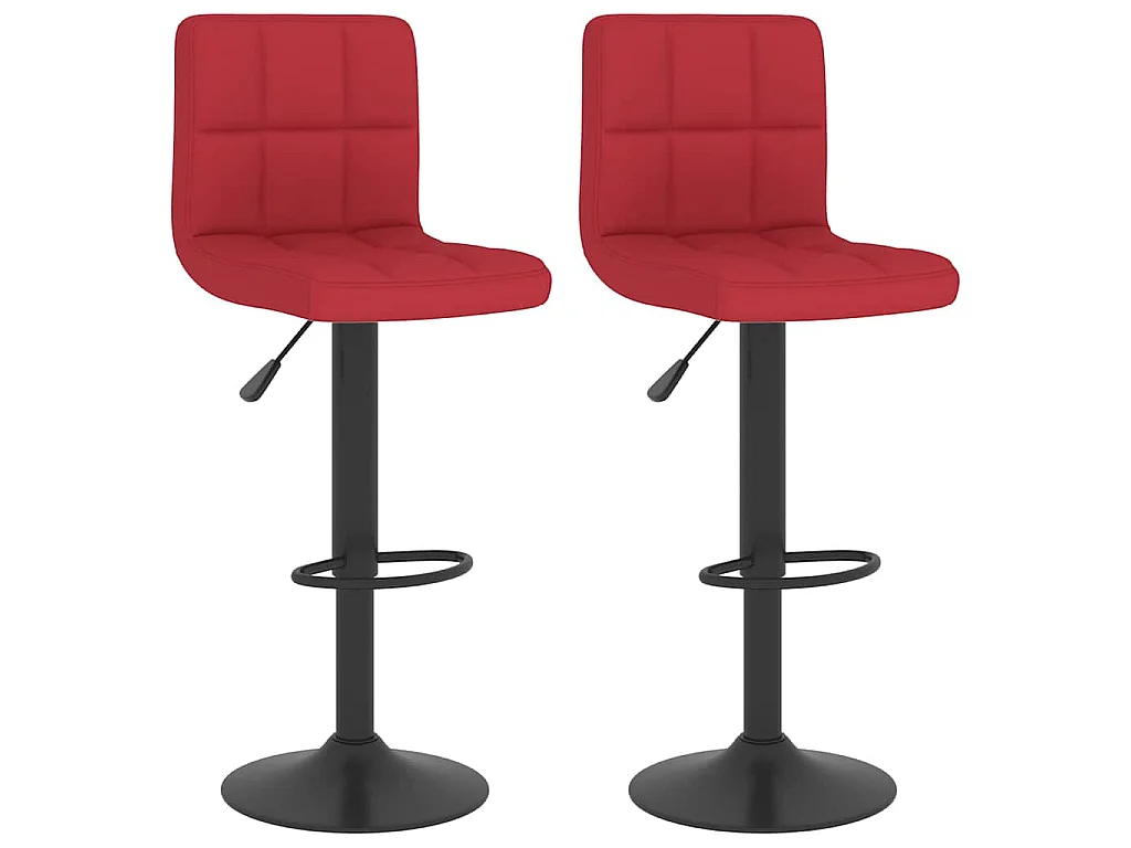 Tabourets de bar lot de 2 rouge bordeaux tissu