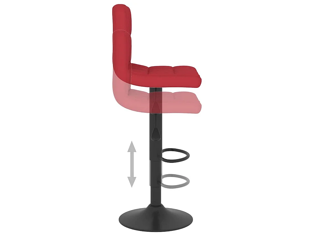 Tabourets de bar lot de 2 rouge bordeaux tissu