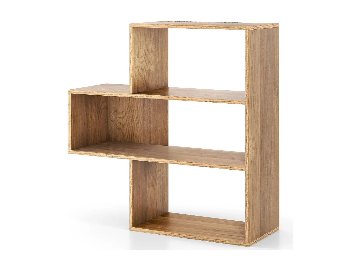 Bibliothèque convexe avec protection anti-basculement 3 niveaux Étagère sur pied Séparateur de pièce 29,5 x 84 x 83,5 cm Naturel