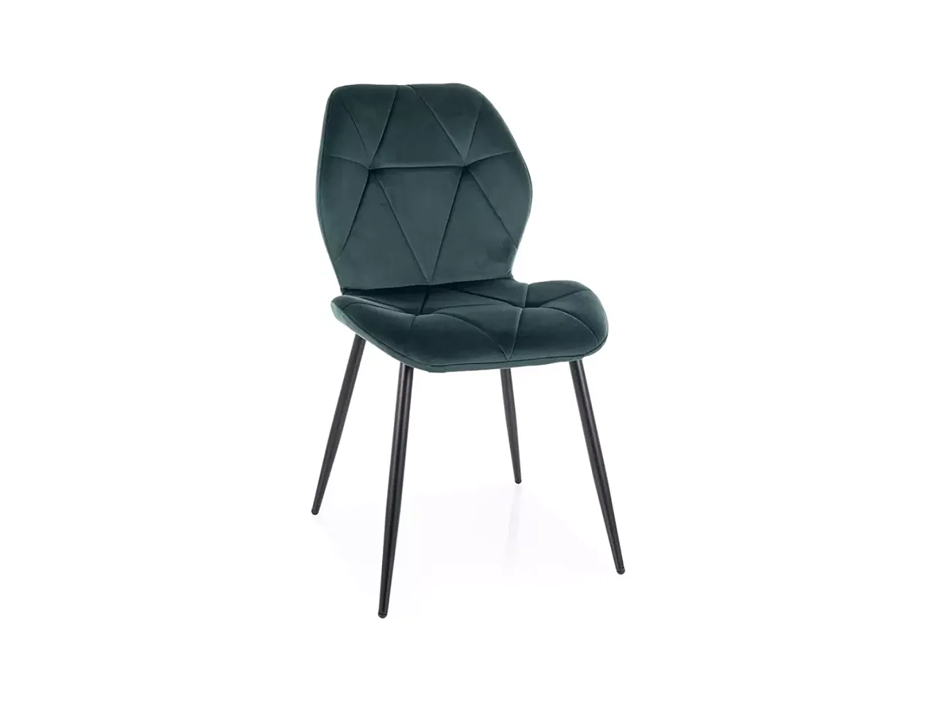 Chaise en velours vert avec structure métal noir mat et design géométrique élégant LIRYCA
