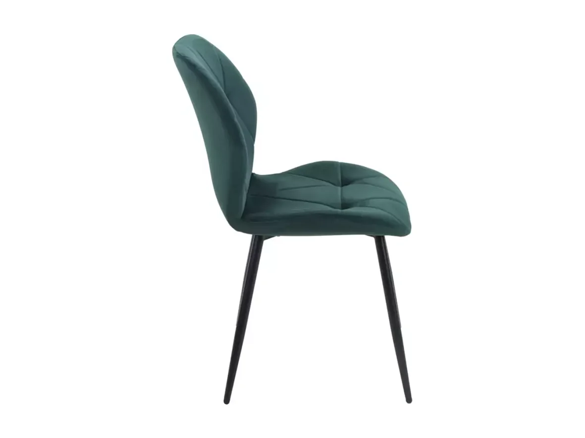 Chaise en velours vert avec structure métal noir mat et design géométrique élégant LIRYCA