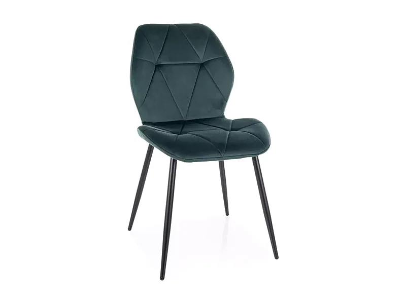 Chaise en velours vert avec structure métal noir mat et design géométrique élégant LIRYCA