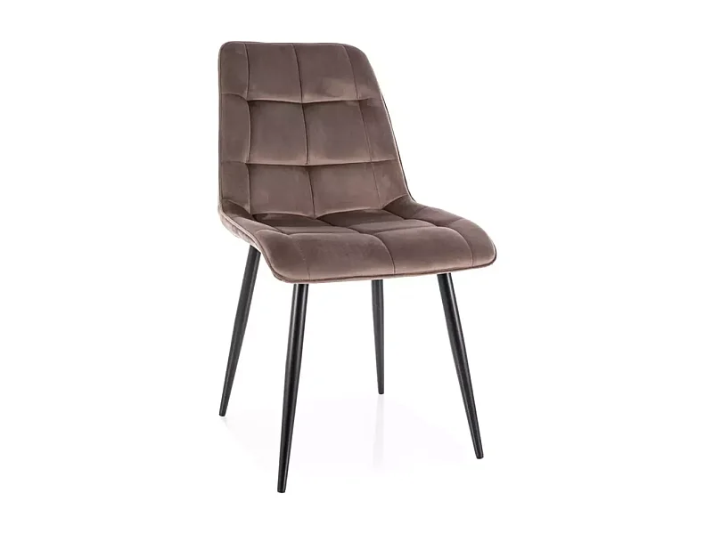Chaise velours cappuccino et pieds métal noir mat assise élégante HARRIET