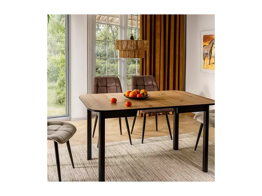 Chaise velours cappuccino et pieds métal noir mat assise élégante HARRIET