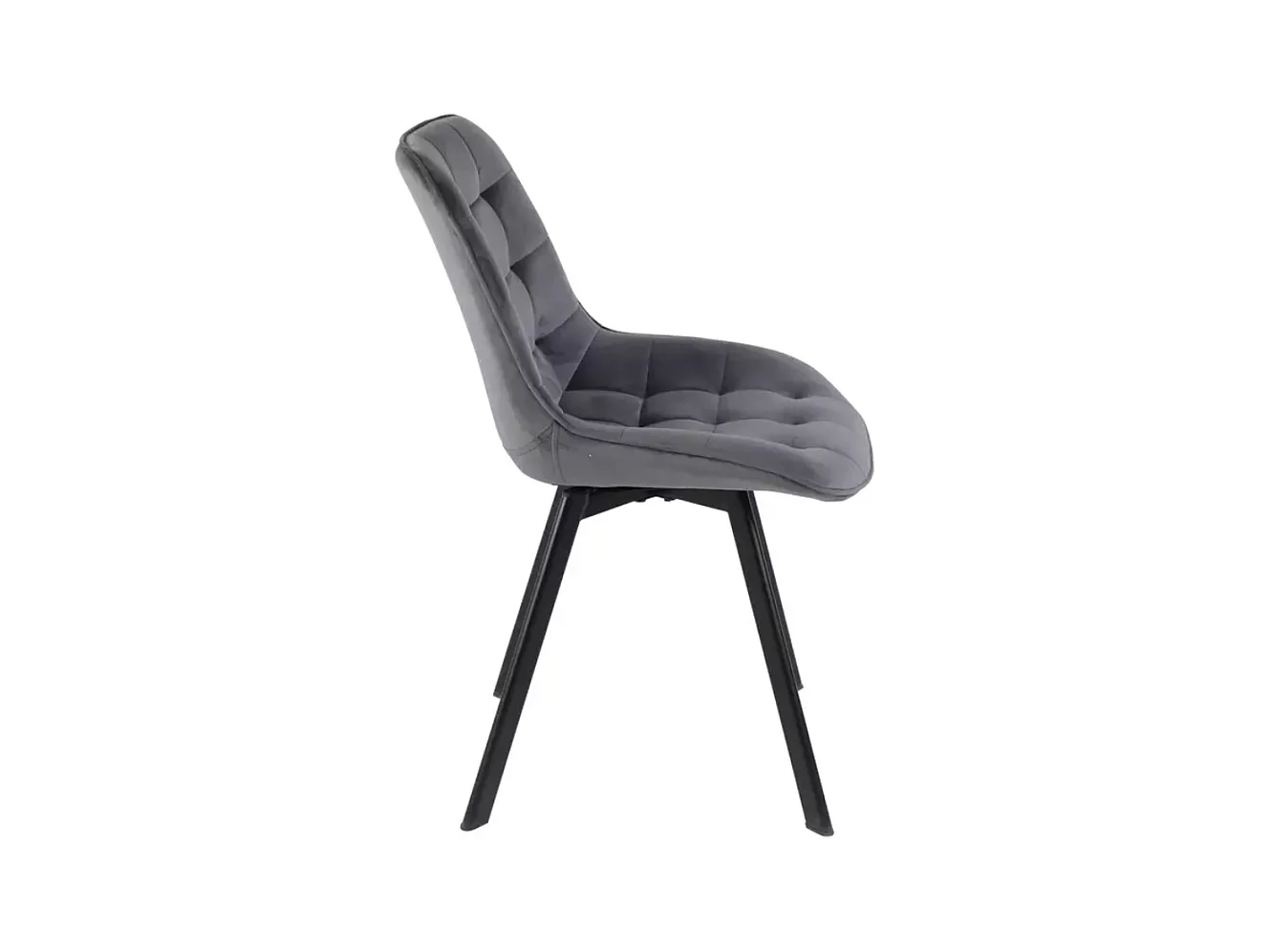 Chaise velours gris sur pied métal noir pivotante mat assise capitonnée et silhouette sobre MONTAJ