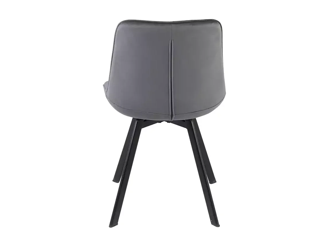 Chaise velours gris sur pied métal noir pivotante mat assise capitonnée et silhouette sobre MONTAJ