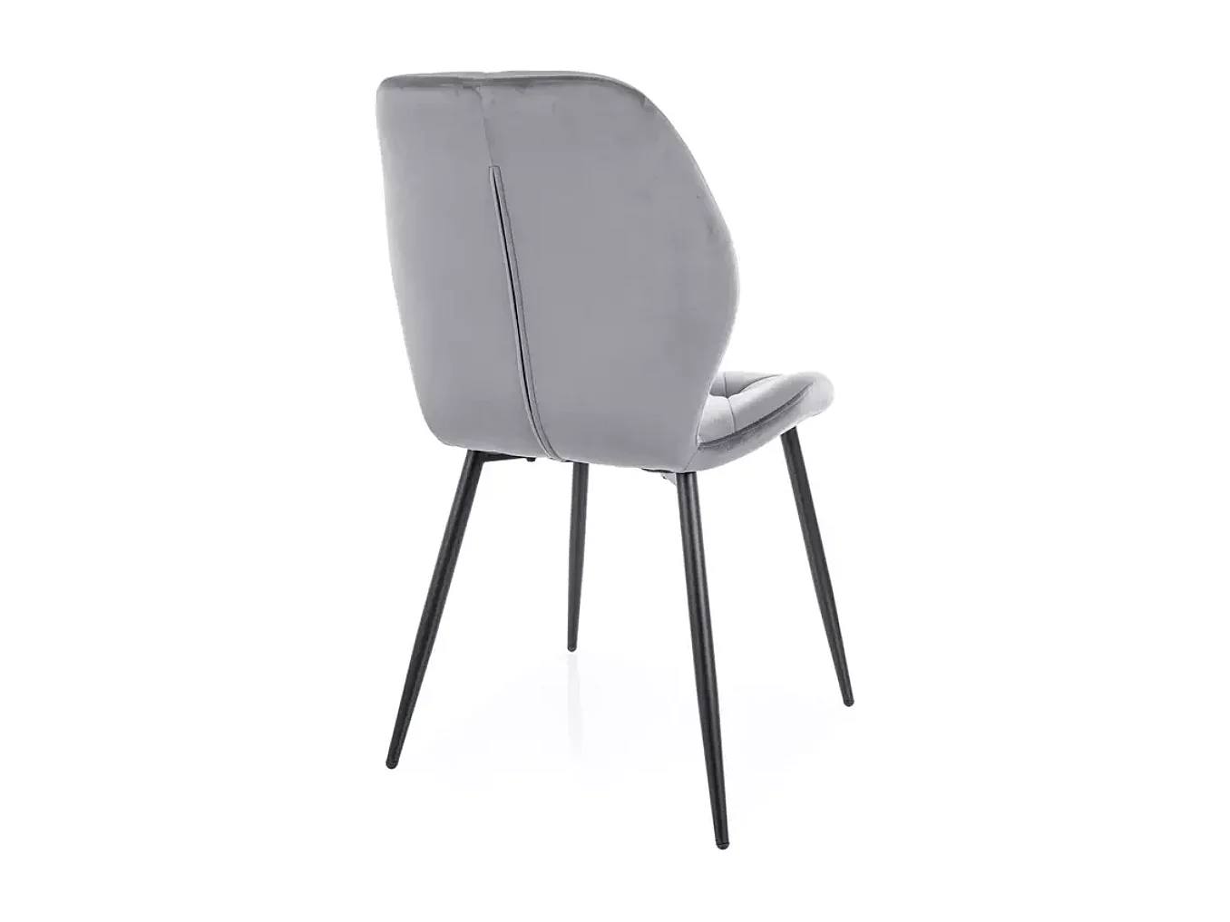 Chaise velours gris avec pieds métal noir mat et dossier matelassé design moderne LIRYCA