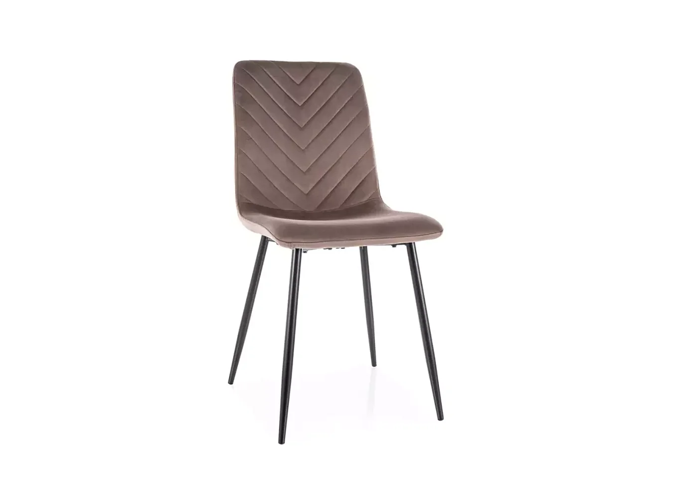 Chaise velours cappuccino avec pieds métal noir mat dossier chevron élégant LOZAT