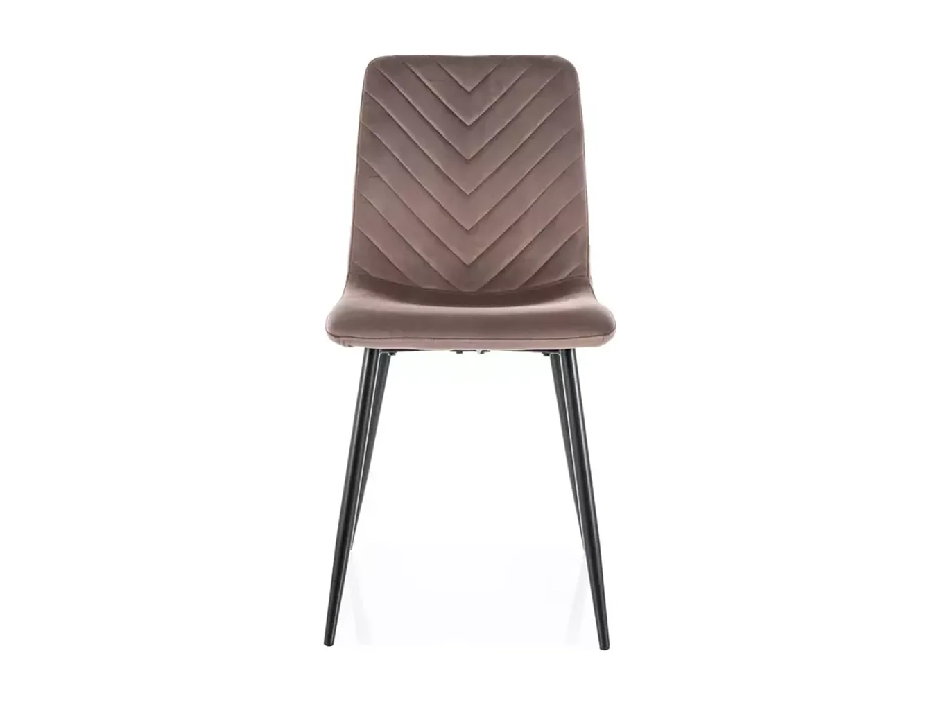 Chaise velours cappuccino avec pieds métal noir mat dossier chevron élégant LOZAT