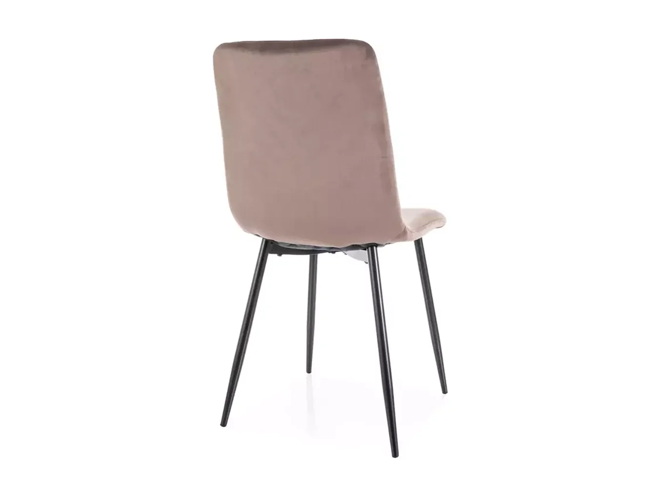Chaise velours cappuccino avec pieds métal noir mat dossier chevron élégant LOZAT