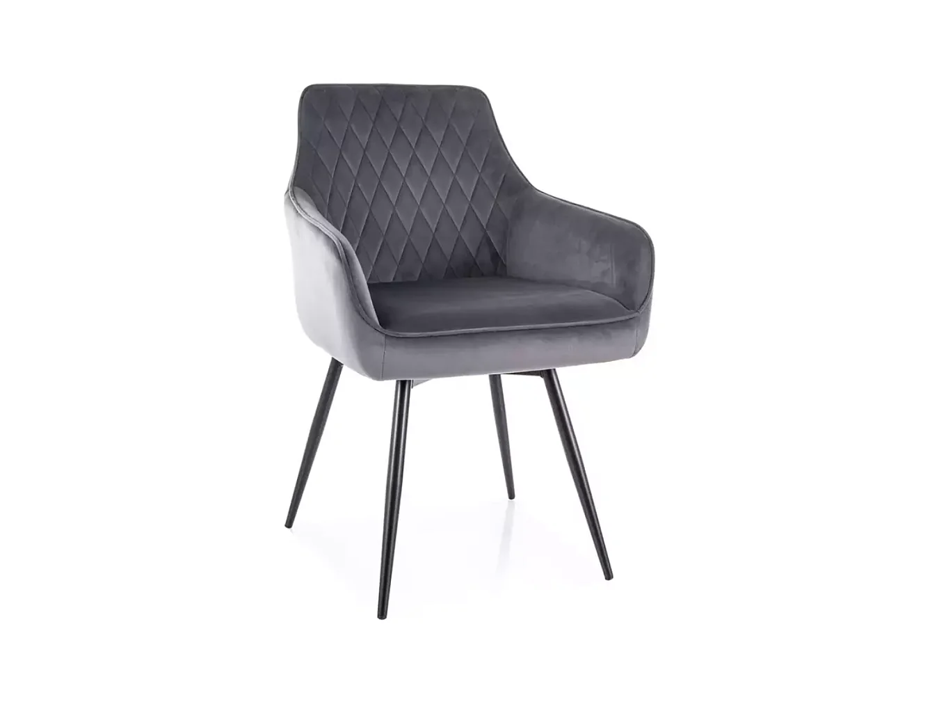 Chaise pivotante en velours gris avec ressorts et retour automatique intégré LOTINDA