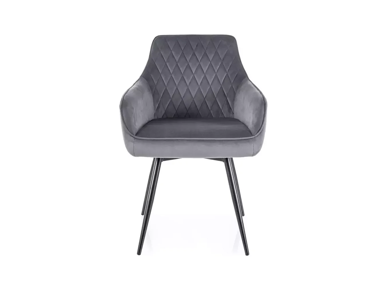 Chaise pivotante en velours gris avec ressorts et retour automatique intégré LOTINDA