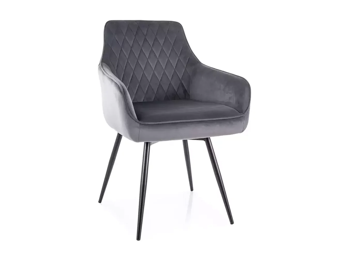 Chaise pivotante en velours gris avec ressorts et retour automatique intégré LOTINDA