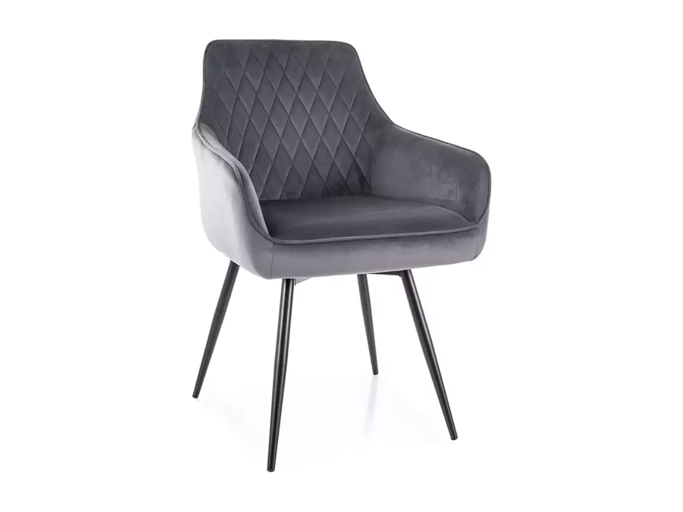 Chaise pivotante en velours gris avec ressorts et retour automatique intégré LOTINDA