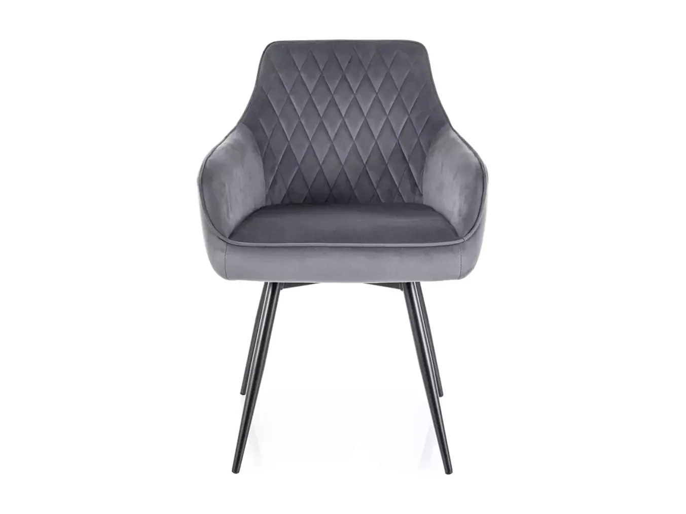 Chaise pivotante en velours gris avec ressorts et retour automatique intégré LOTINDA
