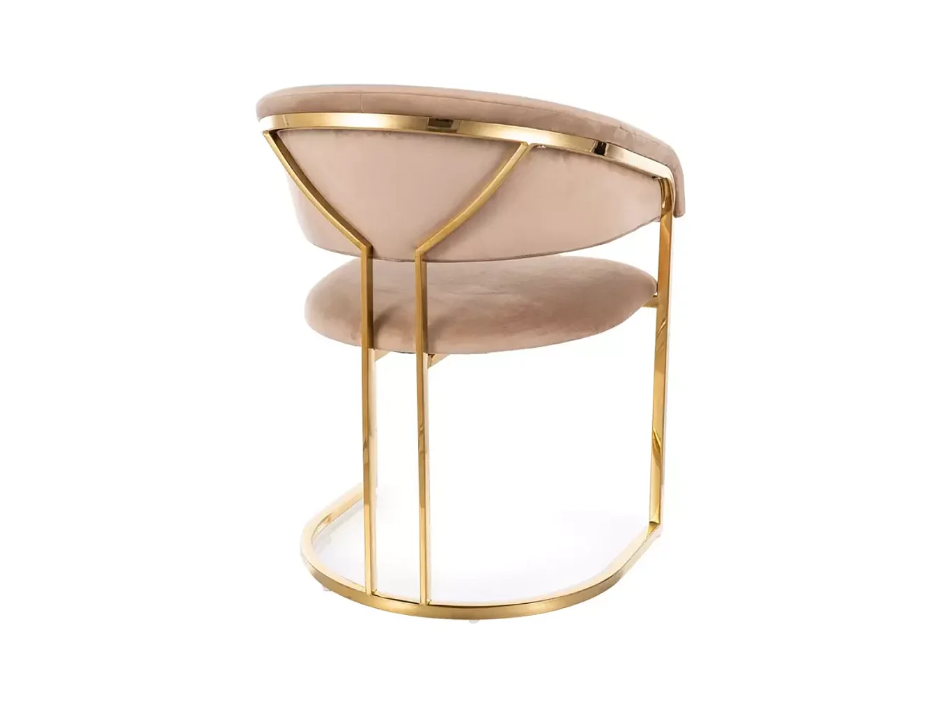 Chaise en velours beige et structure dorée en acier inoxydable design arrondi TOUST