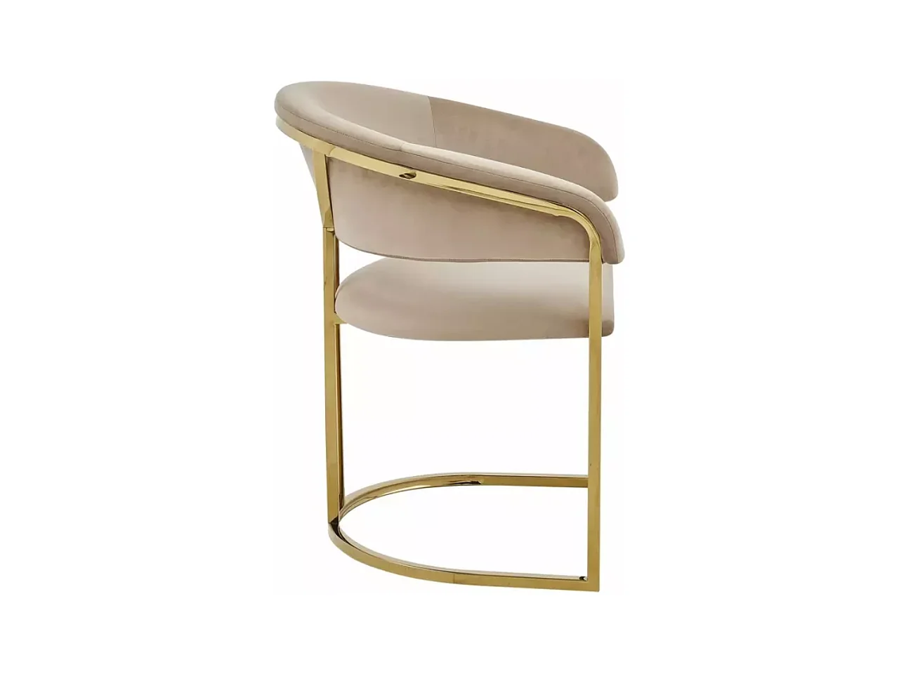 Chaise en velours beige et structure dorée en acier inoxydable design arrondi TOUST