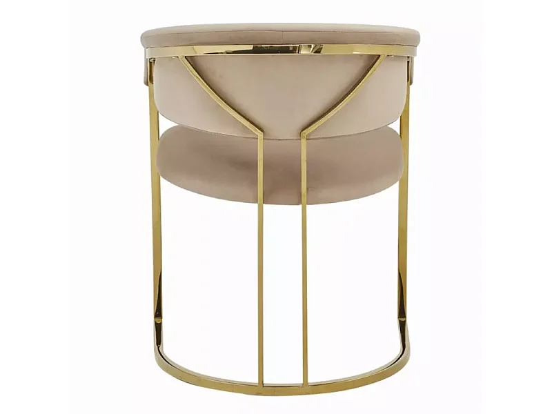 Chaise en velours beige et structure dorée en acier inoxydable design arrondi TOUST