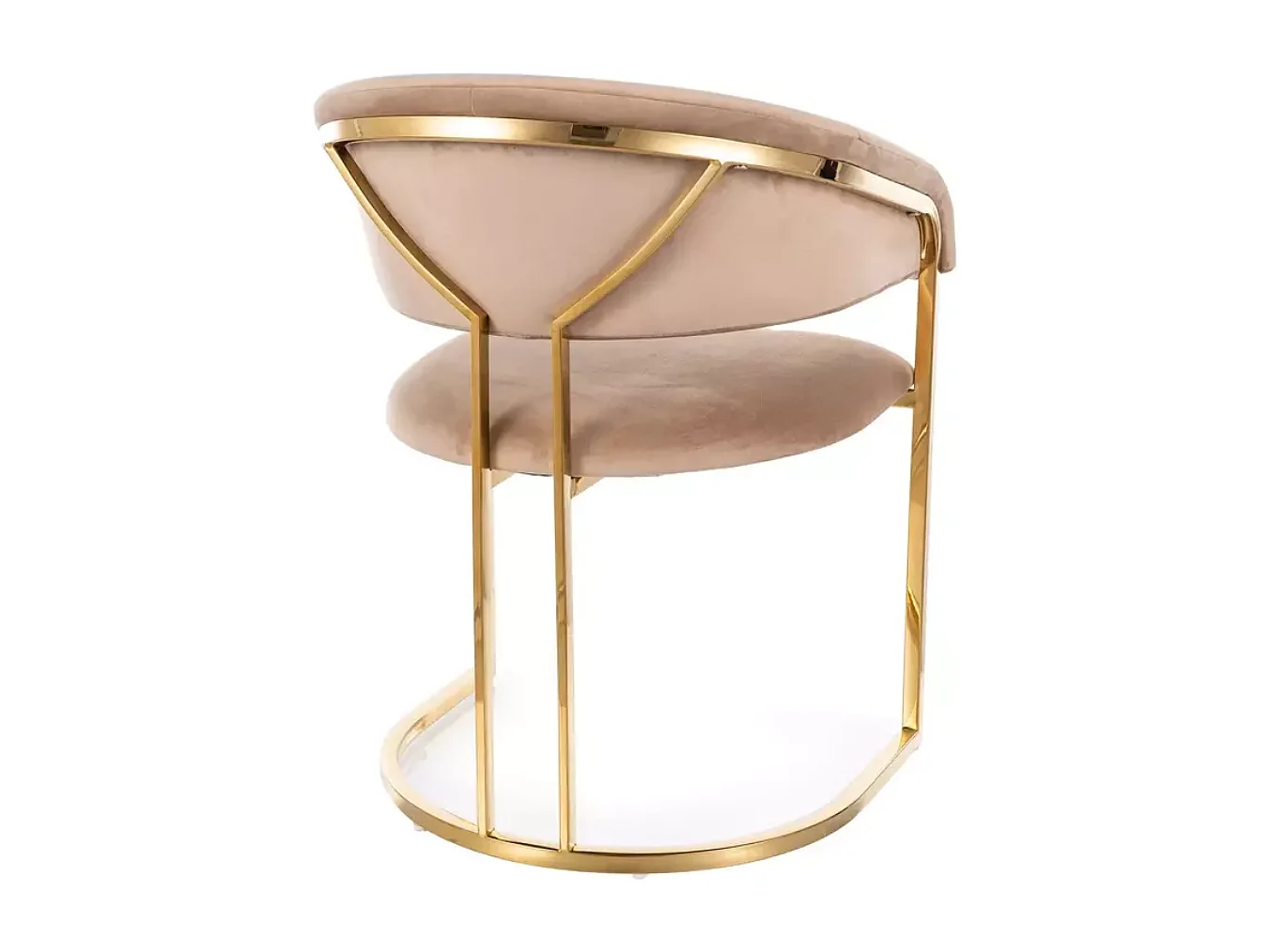 Chaise en velours beige et structure dorée en acier inoxydable design arrondi TOUST