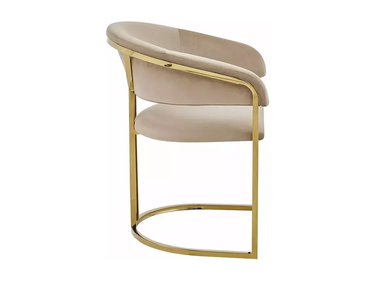 Chaise en velours beige et structure dorée en acier inoxydable design arrondi TOUST