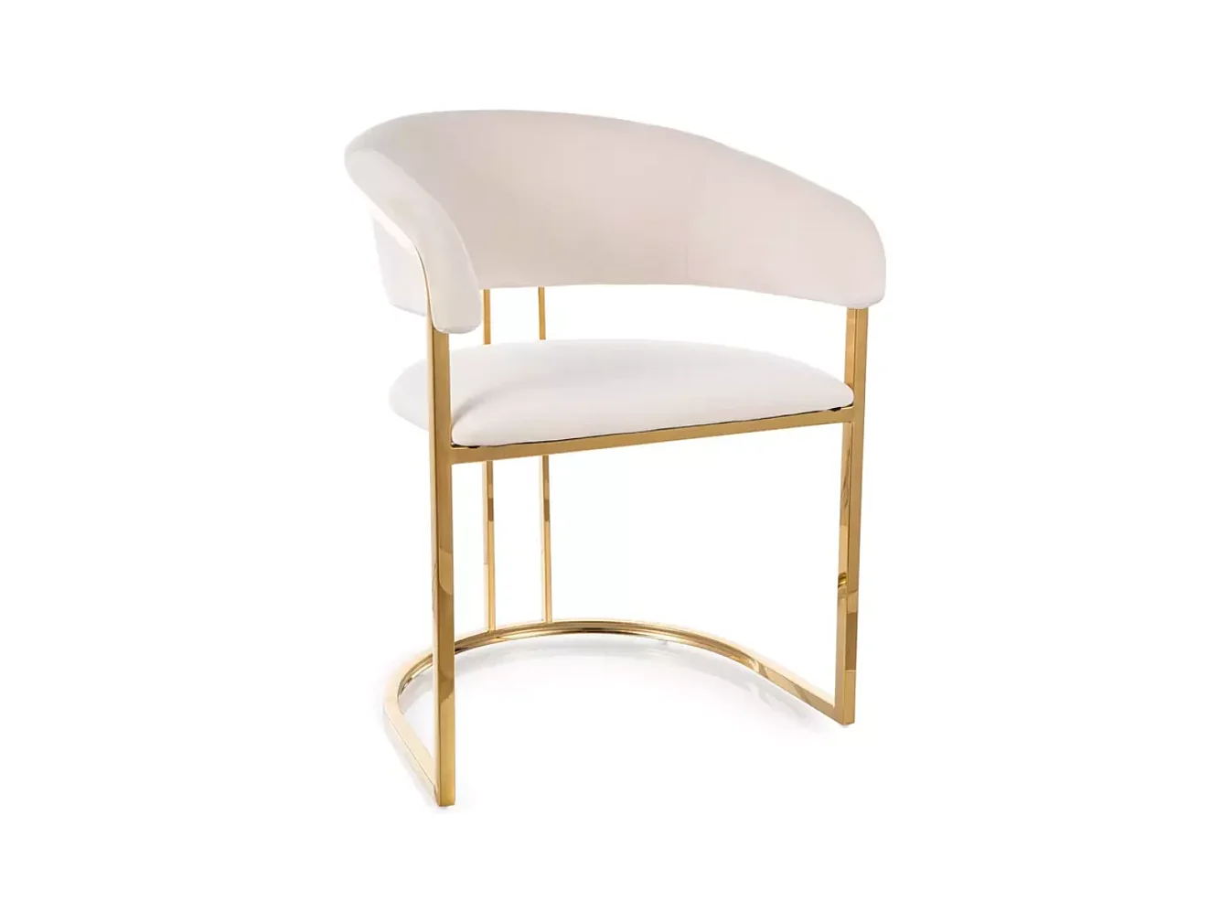 Chaise en velours beige et structure dorée en acier inoxydable élégante TOUST
