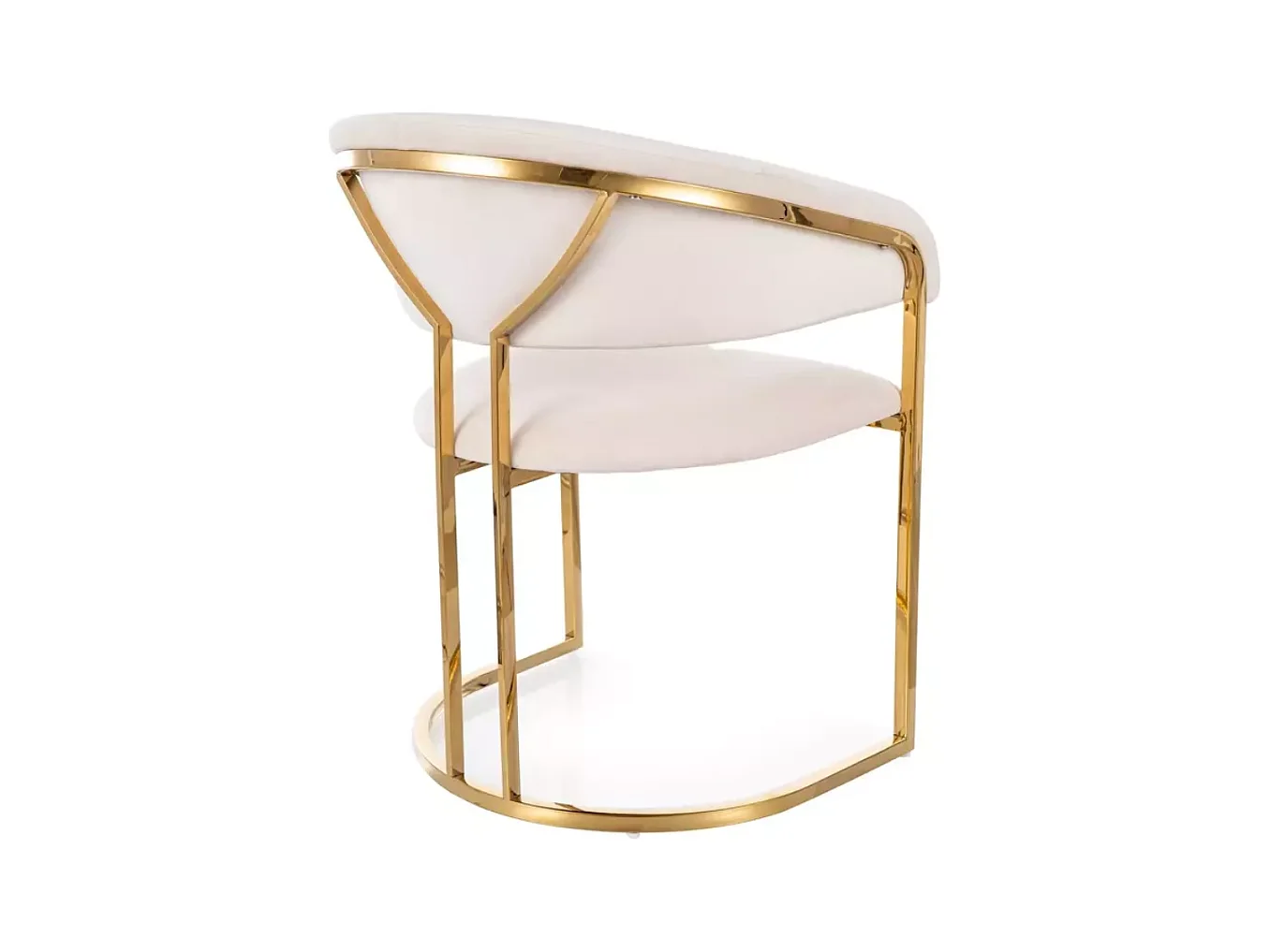 Chaise en velours beige et structure dorée en acier inoxydable élégante TOUST