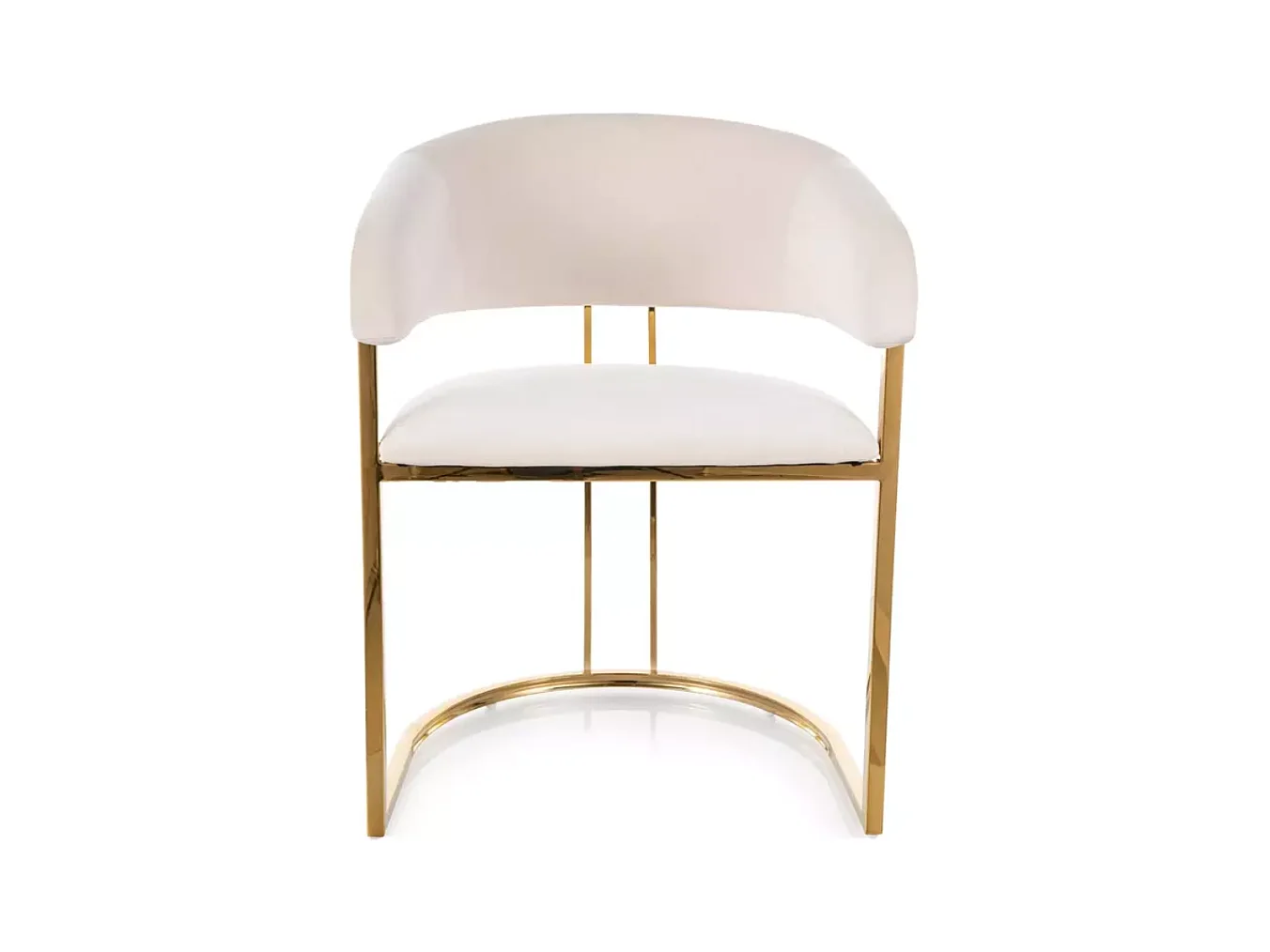 Chaise en velours beige et structure dorée en acier inoxydable élégante TOUST