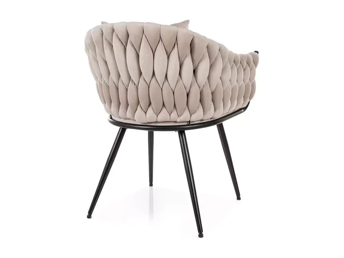 Chaise cocon velours beige avec coussin déco inclus structure métal NYNA