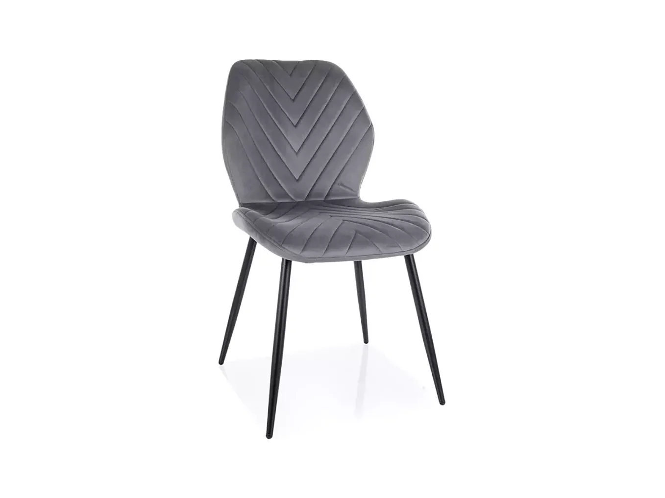 Chaise MYRENDA en velours gris avec structure métal noir mat et assise galbée élégante