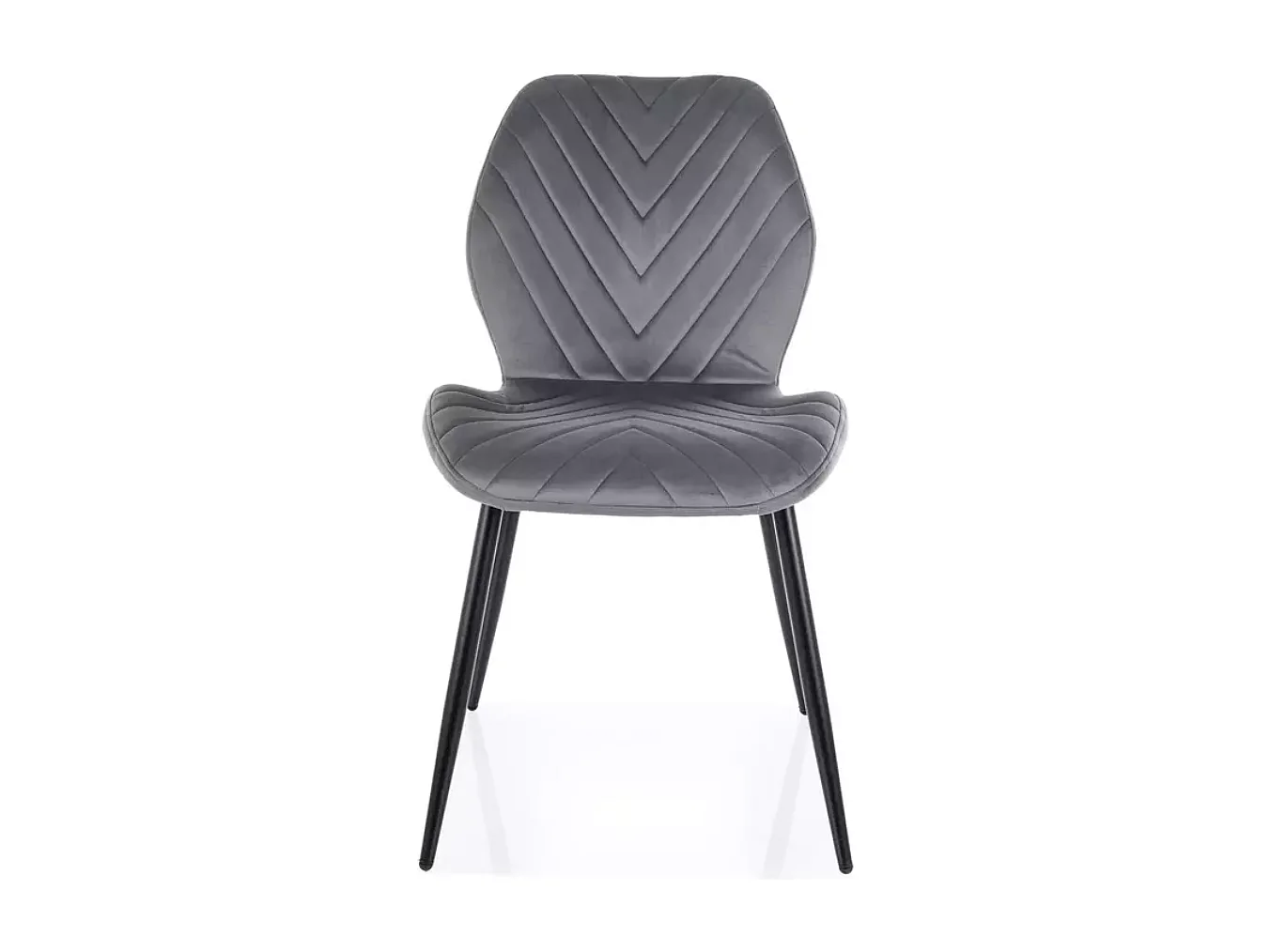 Chaise MYRENDA en velours gris avec structure métal noir mat et assise galbée élégante