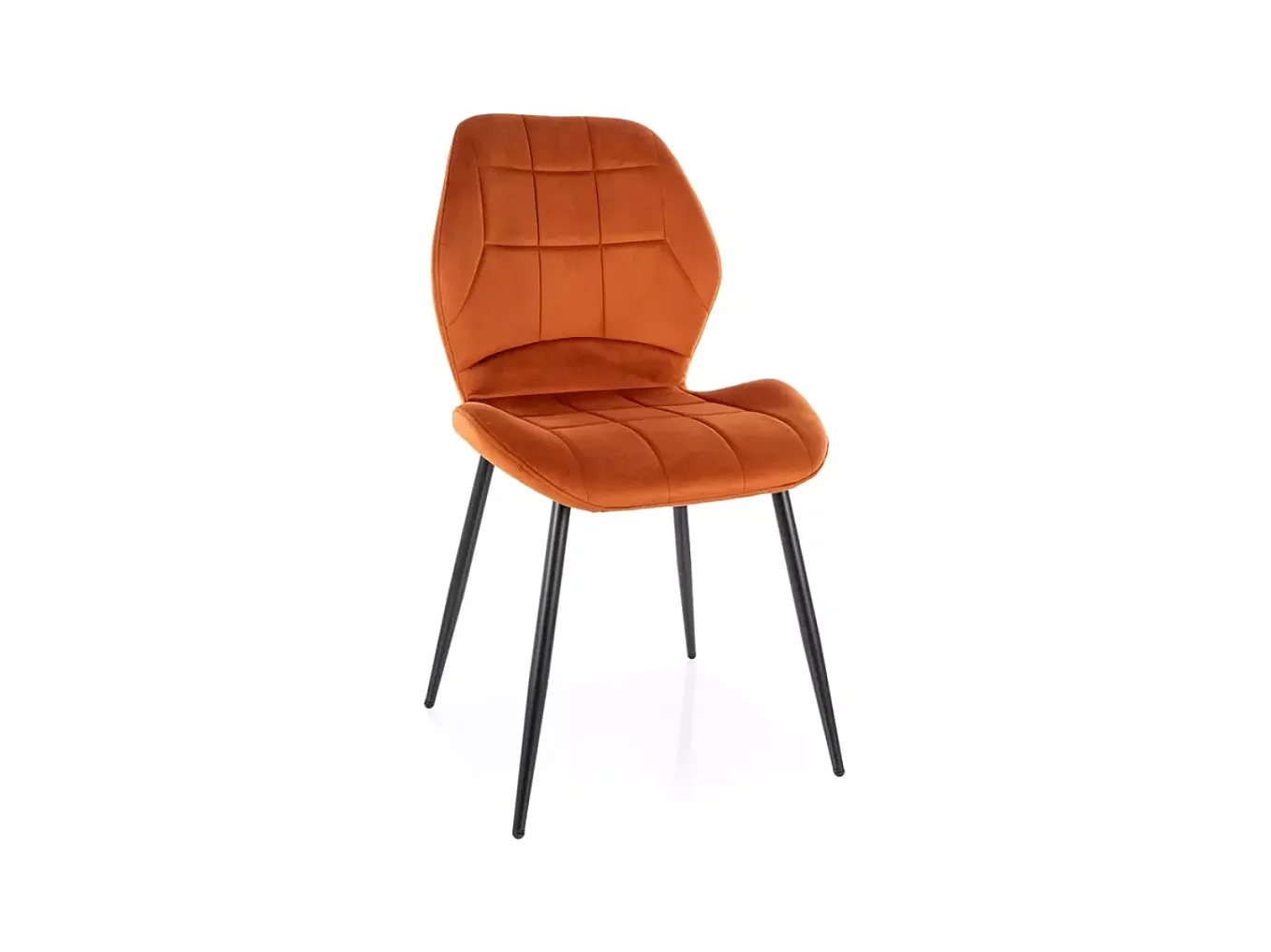 Chaise velours cannelle piétement métal noir mat dossier galbé déco chaleureuse KAROZ