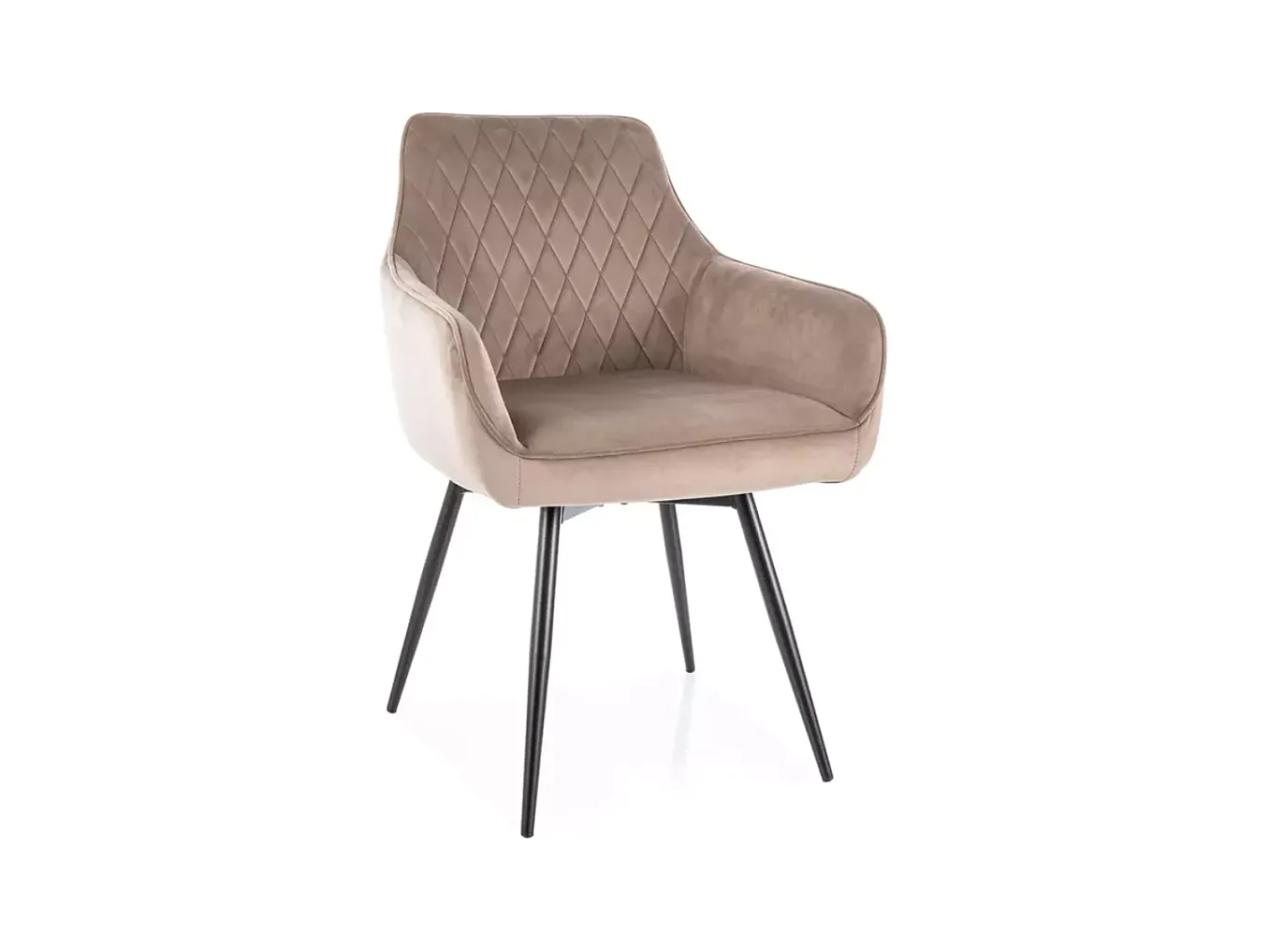 Chaise velours beige pivotante avec ressorts et retour automatique LOTINDA