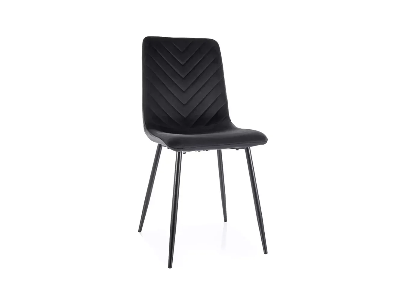 Chaise velours noir piétement métal noir mat assise haute et dossier capitonné LOZAT